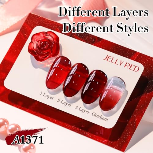 Double Rhythm 15ML Dark Burgundy Gel Polish Jelly Red-A1371 for Manicure & Nail Art