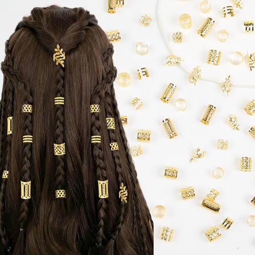 Gold Hair Cuffs for Braids - 100 Piece Set