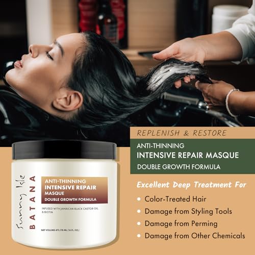 Sunny Isle Batana Intensive Repair Masque - Biotin, Jamaican Black Castor Oil, Batana Oil - 16oz