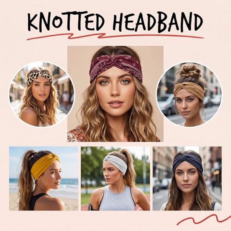 12-Pack Wide Stretch Headbands for Women – Workout Yoga Hair Bands