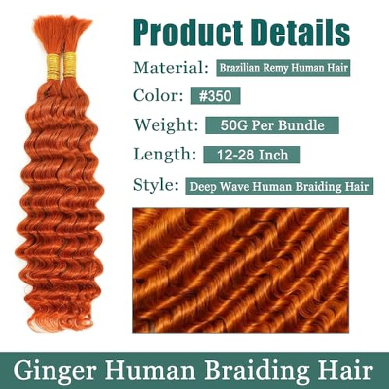 28 Inch Ginger Deep Curly Boho Braiding Hair - 2 Bundles