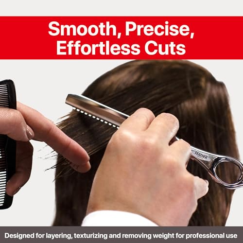 Feather Styling Razor Standard Blades - Professional Hair Cutting Blades for Styling, Shaping, Feathering & Thinning - Stainless Steel Single Edge Guarded Blade - Made in Japan - Refill Pack - 30 Ct