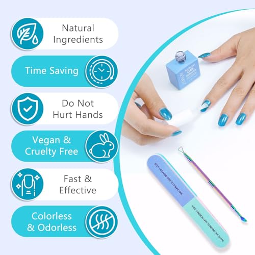 ATOANY Gel Nail Polish Remover 2 pack with Nail File & Nail Polish Scraper, Professional Gel Polish Remover for Nails, Easily & Quickly Remove Nail Polish in 3-5 Minutes, Doesn't Hurt Nails