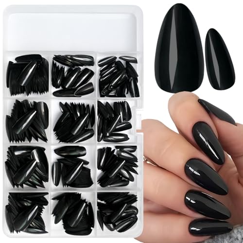 LoveOurHome 360pc Almond Press on Nails Medium Fake Nails Full Cover Almond Nail Tips Pink Fase Nail Acrylic Nails Press ons Nail Almond Fingernails with Glue Nail Adhesive Tabs for Women Girls