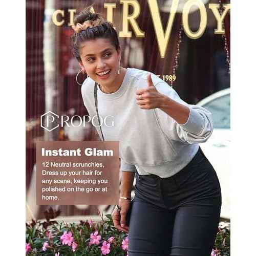 Scrunchies for Women, 12 Pcs Neutral Brown Tones Velvet Scrunchies - Classic Thick Elastic Hair Ties for a Soft Ponytail