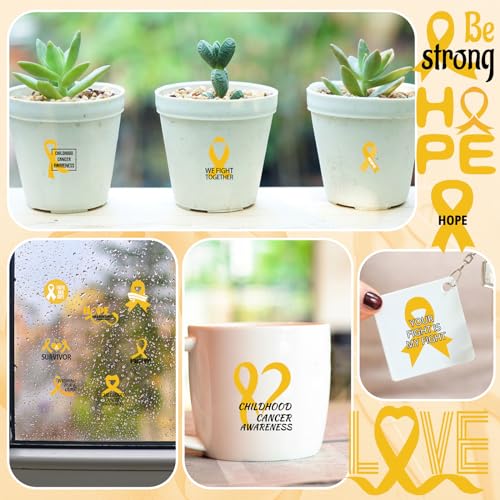 Gold Ribbon Cancer Awareness Temporary Tattoos - 30 Sheets