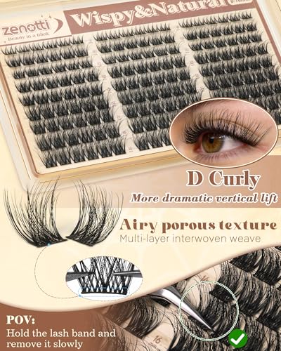 Natural Wispy Lash Clusters 8-16mm D Curl by Zenotti