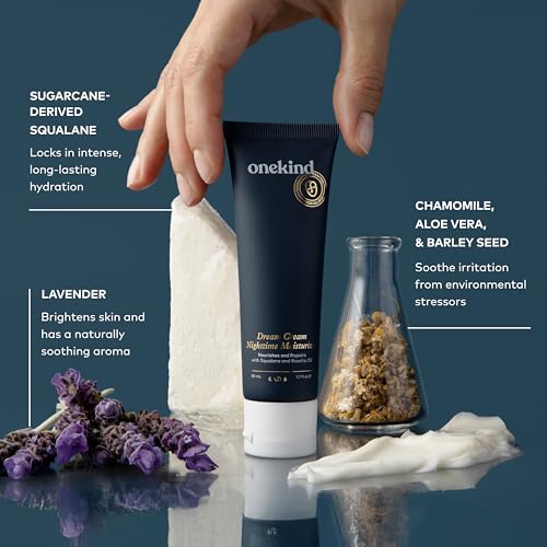 Onekind Night Moisturizer for Face, Hydrating Dream Cream for Wrinkles, Night Cream for Women Anti Aging with Squalane, Rosehip & Shea Butter for Dry & Sensitive Skin ? 1.7 oz