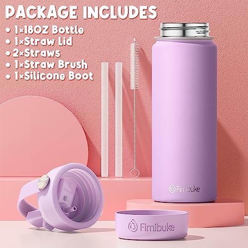 Fimibuke Kids Insulated Water Bottle - 18oz BPA-FREE 18/8 Stainless Steel Kids Cup with Straw Travel Tumbler Double Wall Vacuum Leak Proof Toddler Water Bottle for School Boys Girls(1 Pack, Mint)