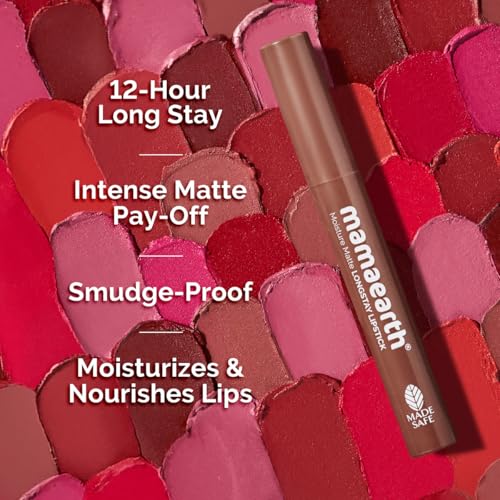 Mamaearth Moisture Matte Lipstick (05 - Espresso Brown) | Infused with Vitamin E | 12-Hour Long Stay & 8-Hour Moisture Lock | Cruelty-Free & Smudge-Proof | 0.07 Oz/2g