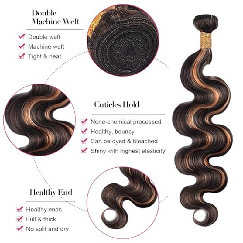 P1B/30 Body Wave Human Hair Bundles - 3 Pack 30 inch