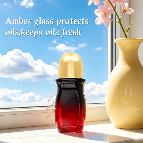 50ml Refillable Glass Roller Bottle for Essential Oils & Perfume with Gold Cap