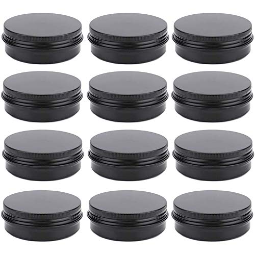 12 Pack 2 oz Aluminum Tin Jars with Screw Lids for Travel