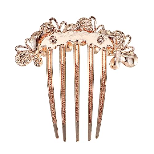 VOCOSTE Women Rhinestone Inlaid Flower Hair Comb Hairpin Hair Accessory Side Comb Clips Rhinestone Head Pieces Champagne