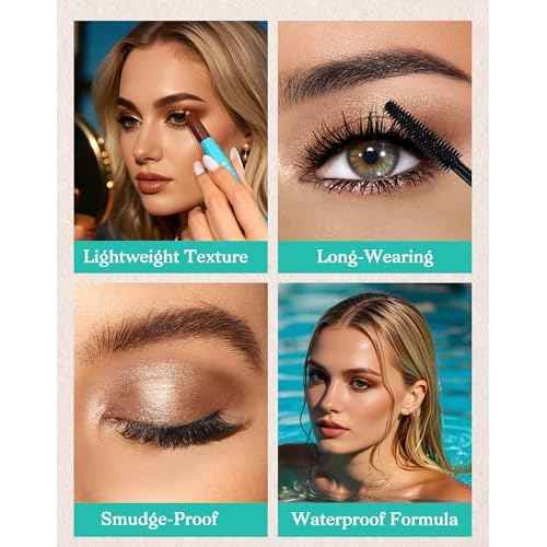 KIMUSE Eyeshadow Stick + Liquid Mascara Kit, Lightweight, Long Lasting, Crease-Proof, Smudge-Proof Eye Makeup Set