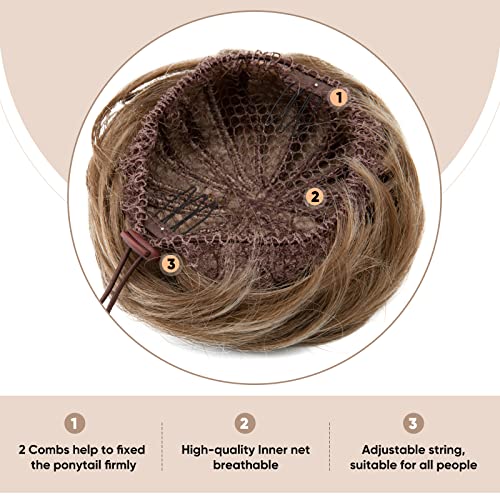 SARLA Dark Brown Drawstring Hair Bun Extension Updo