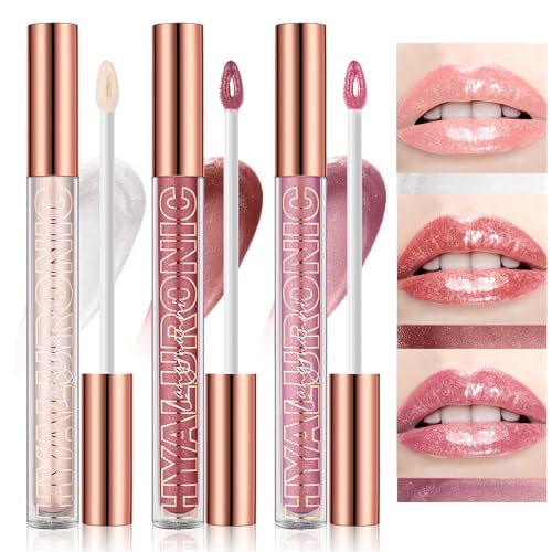 LANGMANNI Hyaluronic Acid Lip Gloss Set 3pc Plumping