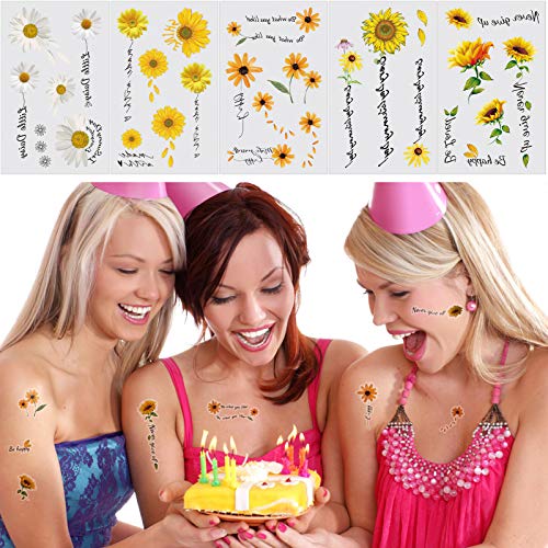 Konsait 25 Sheet Flower Temporary Tattoos - Waterproof Body Art Stickers