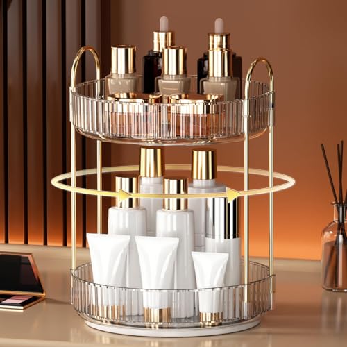 360 Rotating Makeup Organizer - 2 Tier Cosmetic Storage