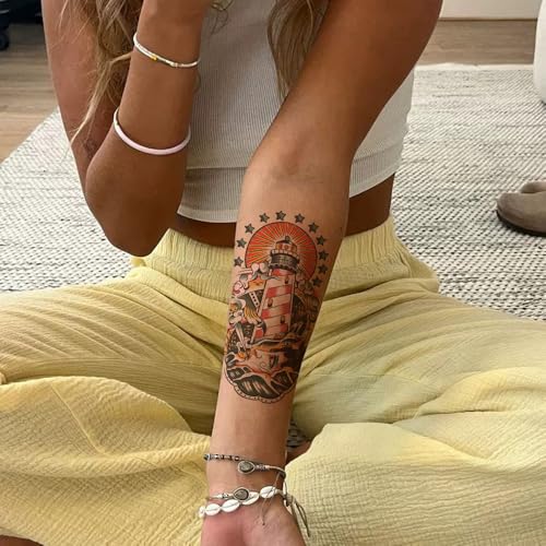 8 Sheets Nautical Temporary Tattoos for Adults - Waterproof