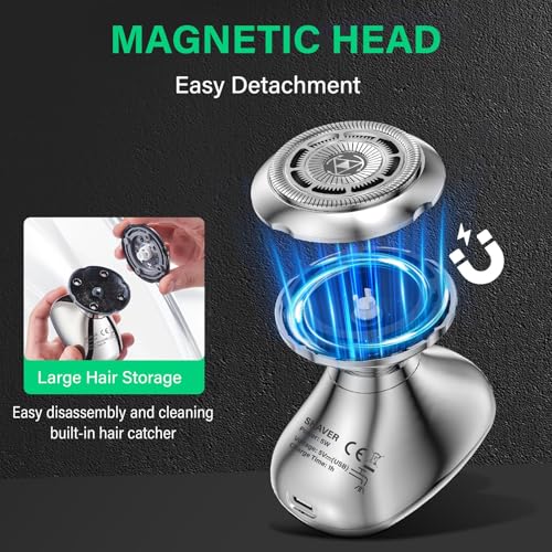 Head Shavers for Bald Men - Cordless Rechargeable Electric Shavers for Men, Dry Wet Bald Head Shavers with LED Display Rechargeable Shaving Grooming
