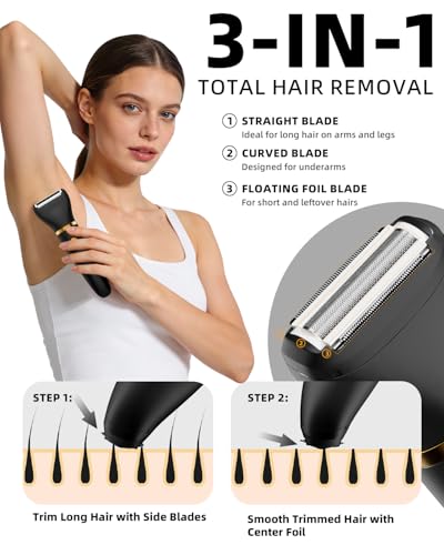 Ufree Women's Bikini Trimmer with 3 Ceramic Heads