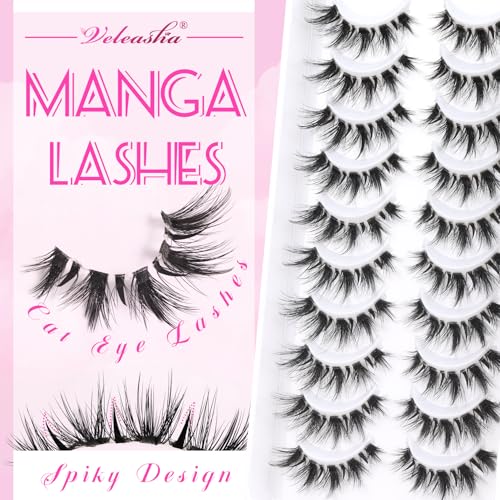 Veleasha Manga Cat Eye Lashes - 6D Spiky False Eyelashes 7-16MM