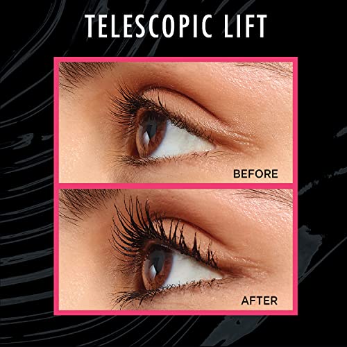 L'Oreal Paris Telescopic Lift Mascara, Lengthening and Volumizing Eye Makeup, Lash Lift with Up to 36HR Wear, Waterproof, Black, 0.33 Fl Oz