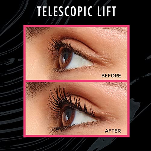 L’Oréal Paris Telescopic Lift Washable Mascara, Lengthening and Volumizing Eye Makeup, Lash Lift with Up to 36HR Wear, Black, 0.33 Fl Oz