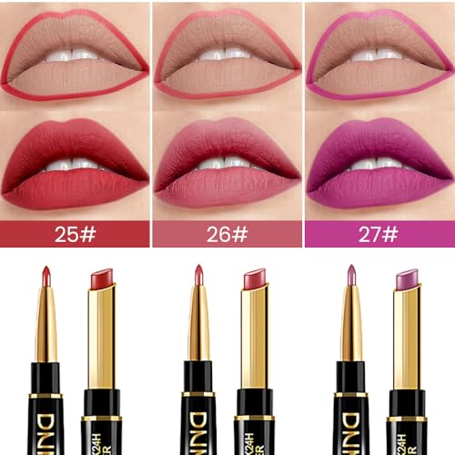 3-Piece Matte Lip Liner & Lipstick Combo Set - 24Hr Waterproof