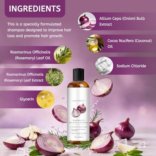 Onion Hair Loss Shampoo with Rosemary & Cinnamon for Thicker Hair 7oz