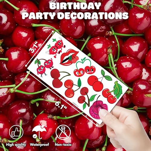 100 PCS Cherry Temporary Tattoos for Kids | Party Favors