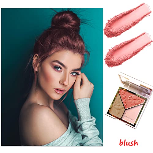 3-in-1 Highlighter Palette – Contour, Blush & Glow Kit