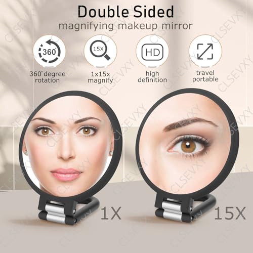 15X Magnifying Hand Mirror Double Sided Folding