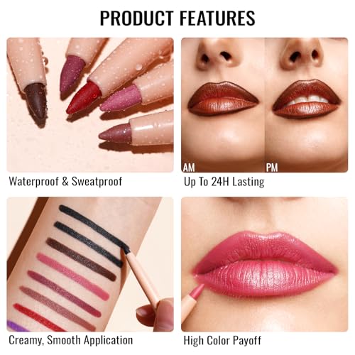 Oulac Brown Lip Liner Pencil - Waterproof & Retractable