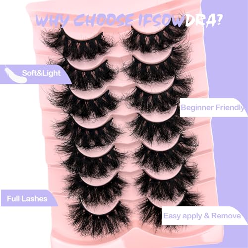Dramatic Lashes Mink Long 20mm 25mm Faux Mink False Strip Lashes Wispy Flase Eyelashes Natural Look D Curl Volume Full Eyelashes Pack