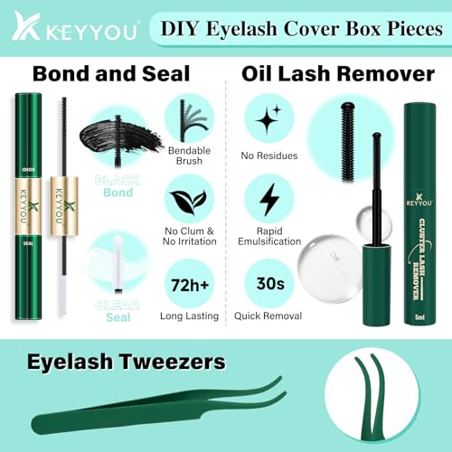 KEYYOU Air Touch Lash Kit - 144pc D Curl 8-18mm Clusters