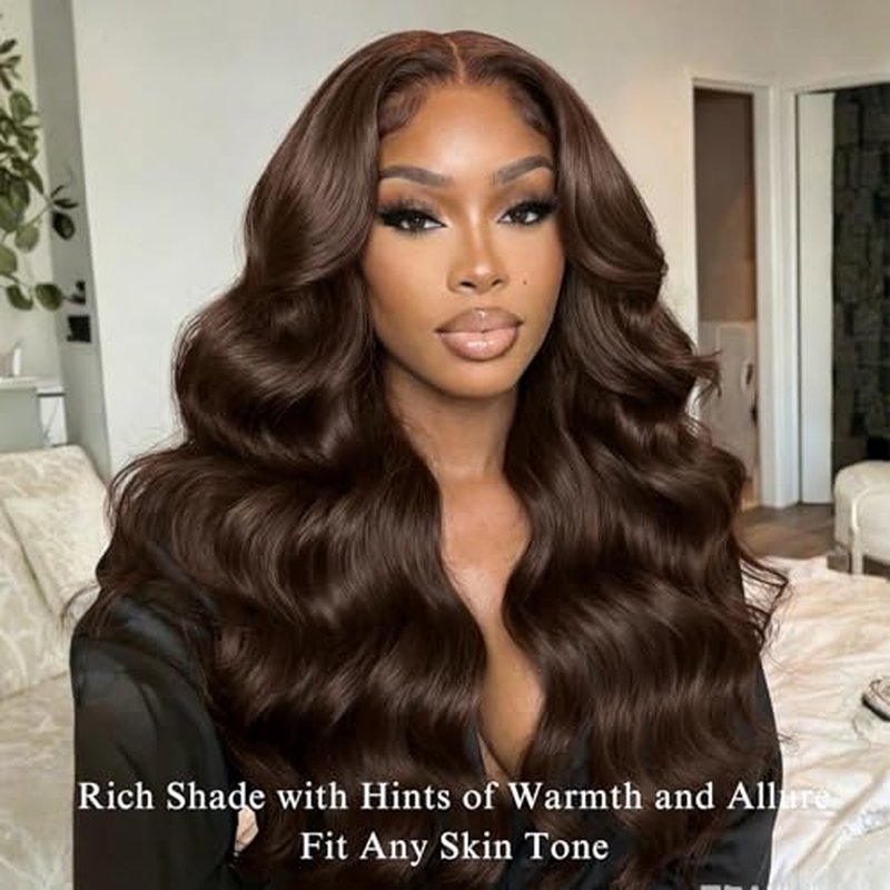 ALHER Chocolate Brown Body Wave Hair Bundles 10 12 14