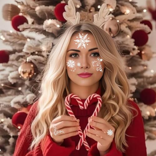 6 Sheets Snowflake Temporary Tattoos Glow in Dark