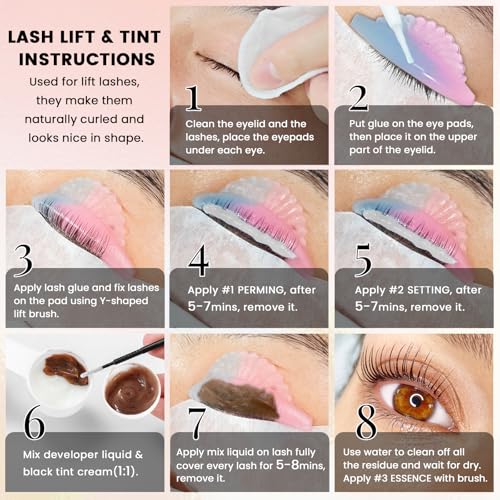 Lash Lift Color Kit Black Eyelash Perm Kit with Lash Lift Glue, Instant Curled and Voluminous Coloring with Black Hair Colors, Complete Tools for Salon Home