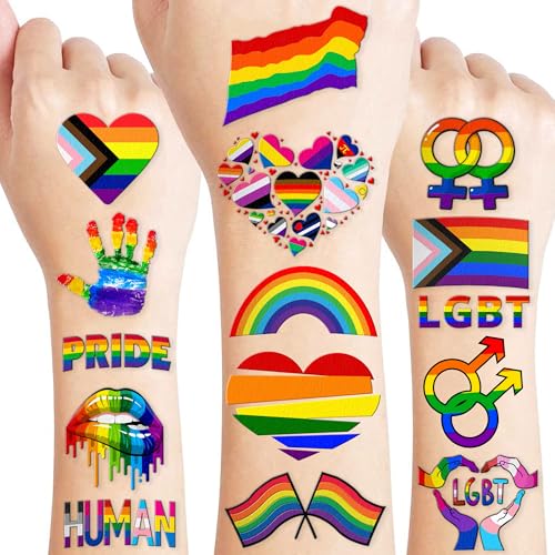 100 PCS Rainbow Pride Temporary Tattoos for Kids