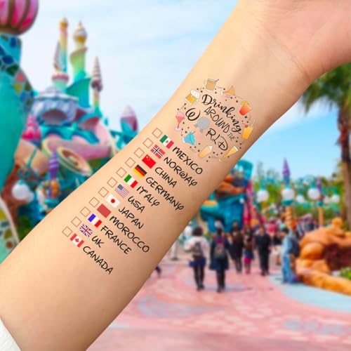 Drinking Around The World - Pack Of 4 Temporary Tattoo