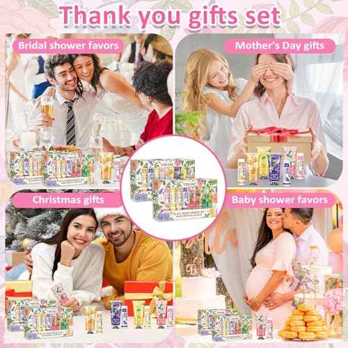 16 Pack Bulk Gifts, Lip Balm and Hand Cream Set, Stocking Stuffers for Women Teengirls, Christmas Gifts,Bridesmaid Gifts for Guests with Thank You Card Organza Bags,Thank You Gifts,Small Gifts
