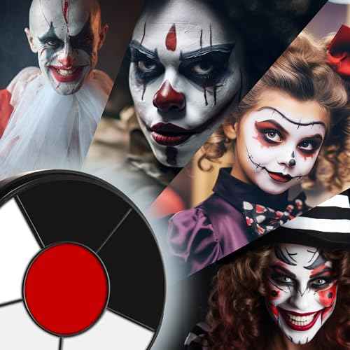 Spooktacular Creations Halloween Makeup Palette 3 Colors, Face Body Paint Makeup Wheel Waterproof Zombie Skeleton Cosplay Face Painting for Adult and Kids (0.35 Oz,White Black Red )