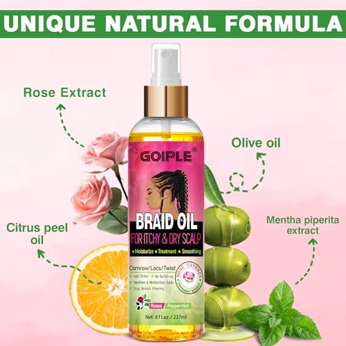 Braid Oil for Locs & Twists - Scalp Relief & Shine, 8 fl oz