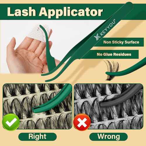 KEYYOU Lash Clusters Kit DIY Lash Extension Kit 280pcs Soft Lash Clusters 60D+80D D Curl Easy to Apply with Bond and Seal Applicator Remover Eyelash Extension Kit at Home(RMkit-60D80D-D-10-18mix)