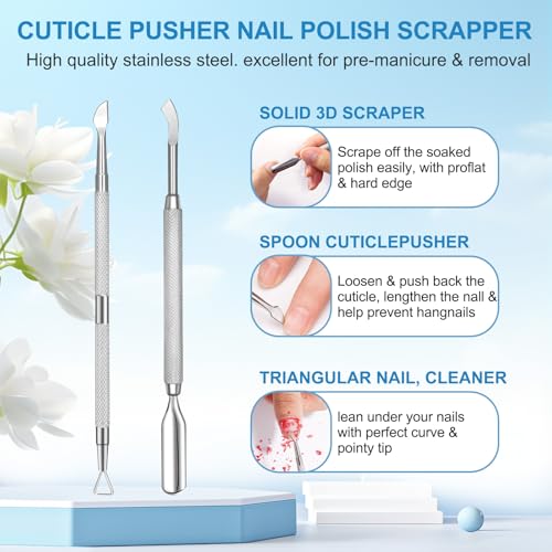 Quick Gel Nail Polish Remover Kit with Cuticle Pusher & Scraper Tool