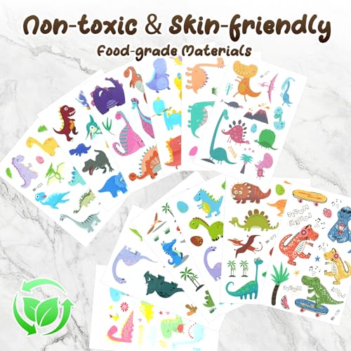 Dinosaur Temporary Tattoos for Kids - 12 Sheets Waterproof