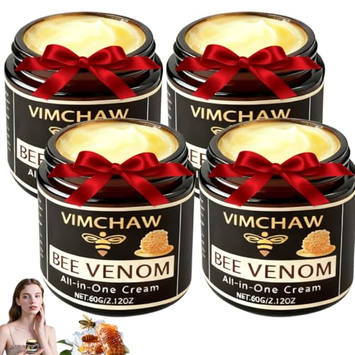Bee Venom Skin Revitalizing Cream for Face & Body, Advanced Firming & Smoothing Formula, Natural Bee Venom Moisturizer for Fine Lines and Youthful Glow, 60g(4-Pcs)