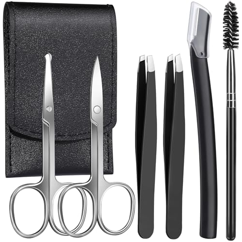 Fandamei 6-Piece Eyebrow Grooming Kit with Scissors, Tweezers & Razor